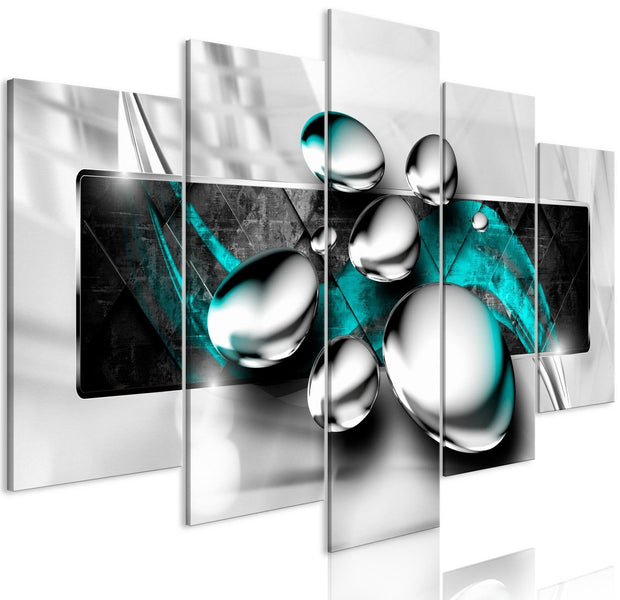 Glamour Stretched Canvas Art - Shiny Stones Turquoise 5 Piece-Tiptophomedecor