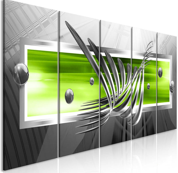 Glamour Stretched Canvas Art - Silver Wings Narrow Green-Tiptophomedecor