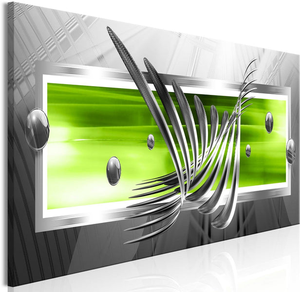 Glamour Stretched Canvas Art - Silver Wings Narrow Green-Tiptophomedecor