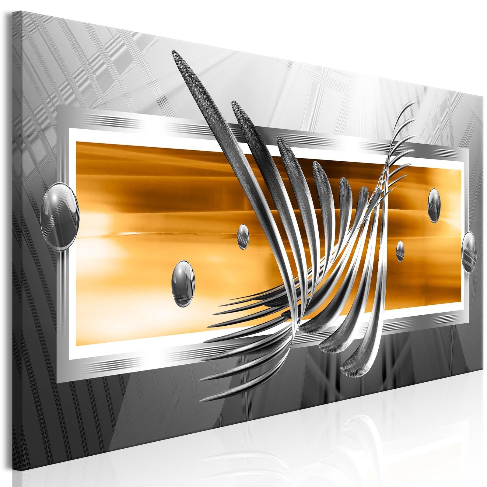 Glamour Stretched Canvas Art - Silver Wings Narrow Orange-Tiptophomedecor