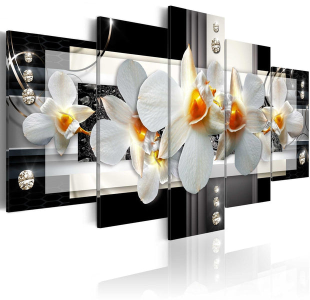 Glamour Stretched Canvas Art - Sunny Orchids-Tiptophomedecor