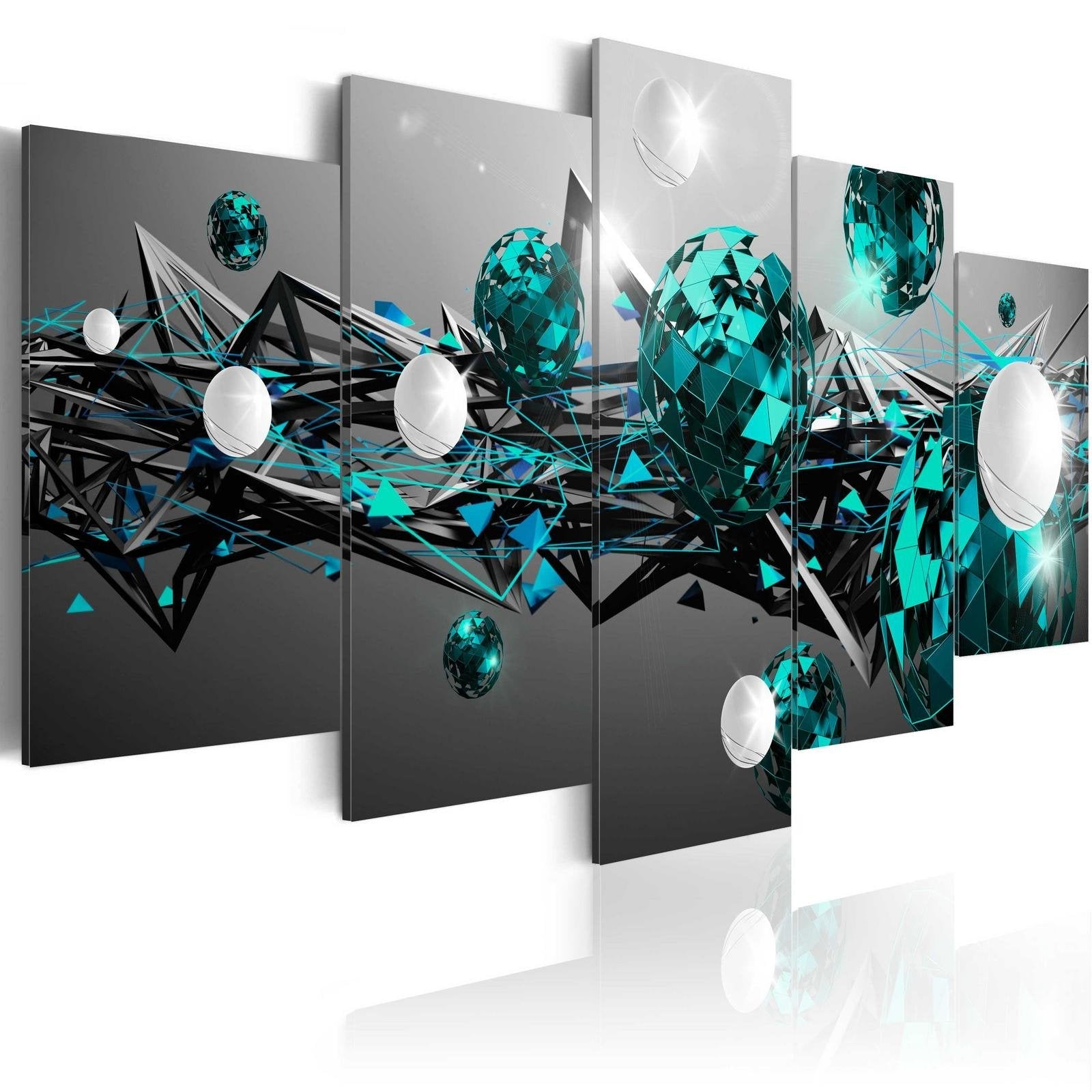 Glamour Stretched Canvas Art - Turquoise Solar System-Tiptophomedecor