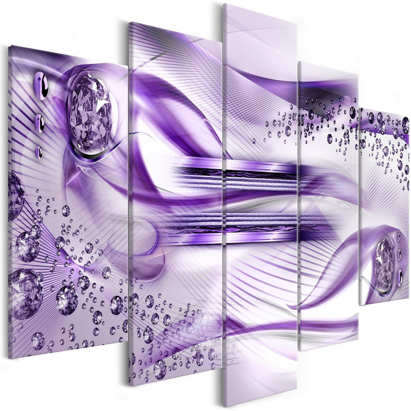 Glamour Stretched Canvas Art - Underwater Harp Violet 5 Piece-Tiptophomedecor