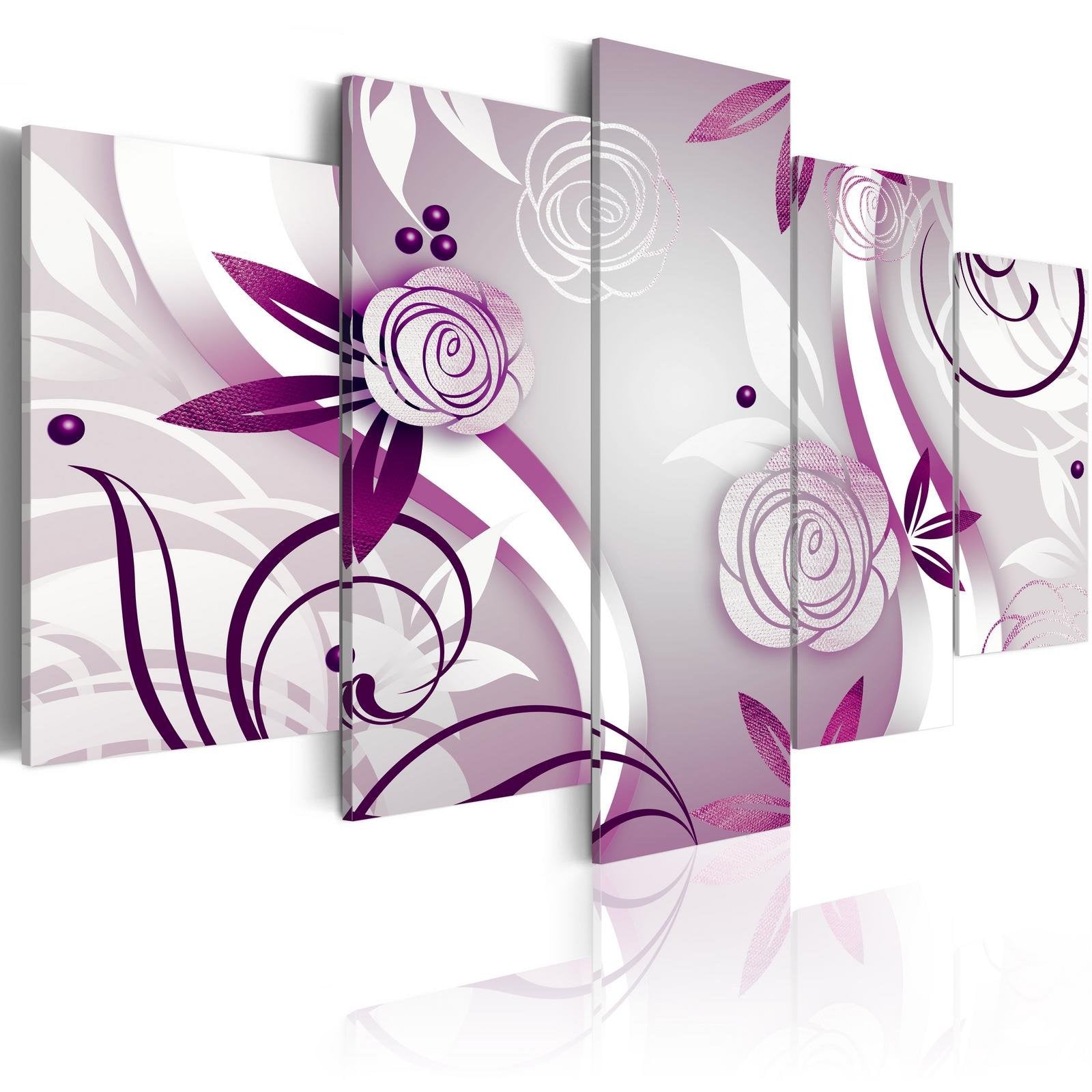 Glamour Stretched Canvas Art - Violet Roses-Tiptophomedecor