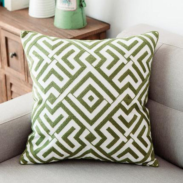 Green geometric cushions best sale