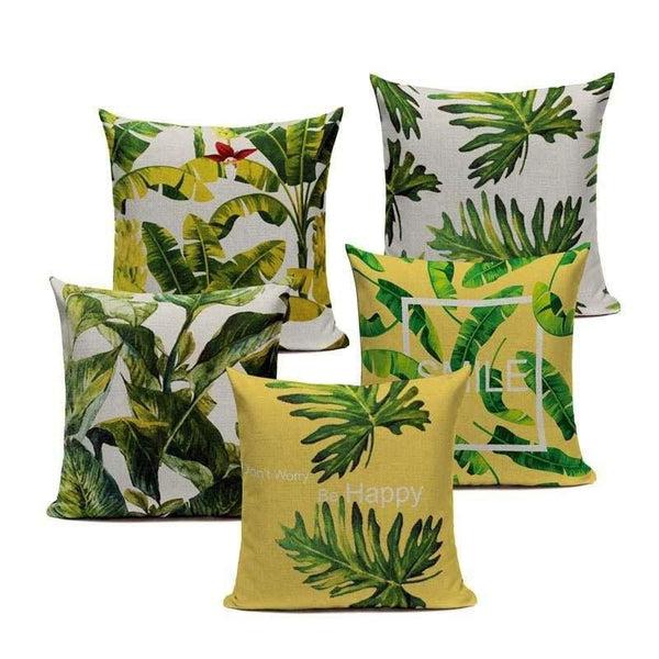 Flowers and Plants Throw Pillow Covers, Jungle Animal Decorative Cushion  Covers 18x18 16x16 20x20 24x24, Exotique Scenic Square Pillow Cases 