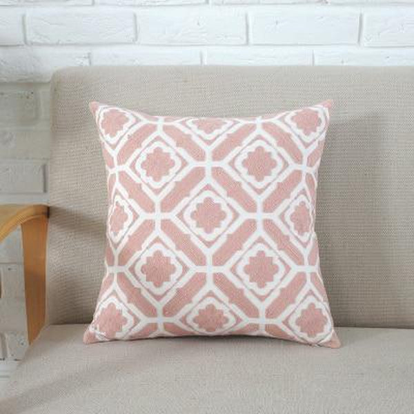 Grey Soft Pink Embroidered Geometric Cushion Covers-Tiptophomedecor-Interior-Design-Home-Decor