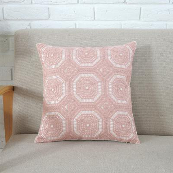 Grey Soft Pink Embroidered Geometric Cushion Covers-Tiptophomedecor-Interior-Design-Home-Decor