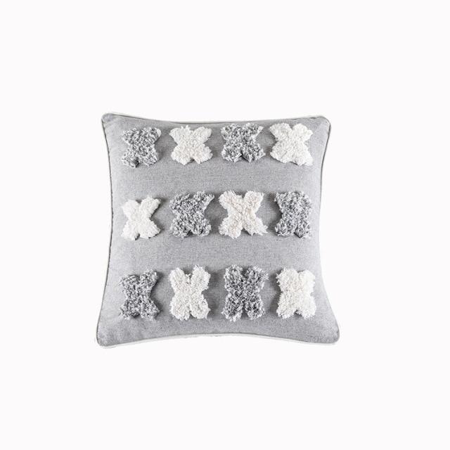 Grey White Diamond Tufted Zigzag Pillow Covers-TipTopHomeDecor