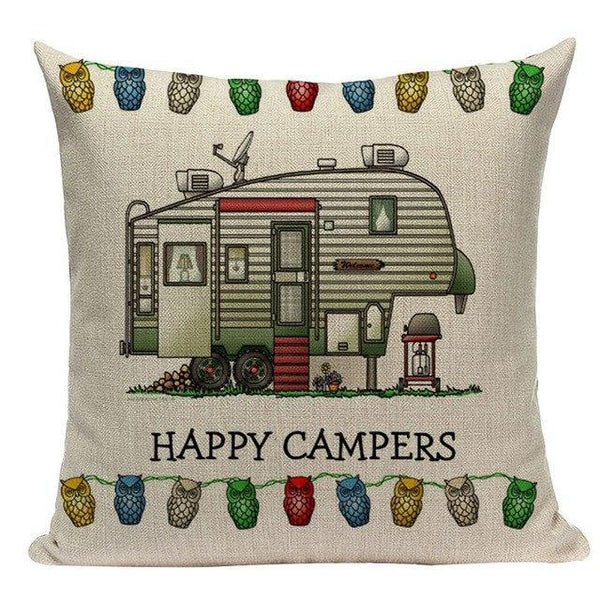 Happy Campers Throw Pillow Cases Cushion Covers-Tiptophomedecor-Interior-Design-Home-Decor