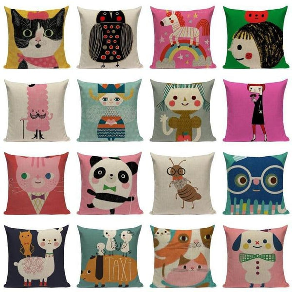 Happy Colors Cartoon Animals Cushion Covers-TipTopHomeDecor