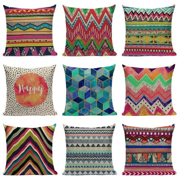 Bohemian Colorful Pattern Lines Cushion Covers-Tiptophomedecor-Interior-Design-Home-Decor