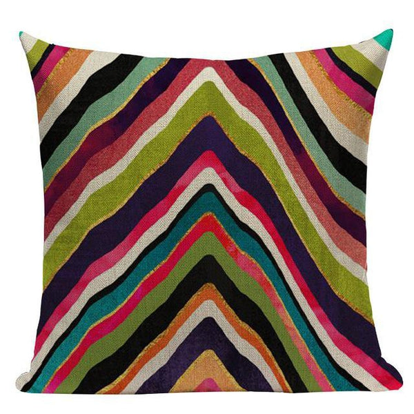 Bohemian Colorful Pattern Lines Sofa Throw Pillow Cushion Covers