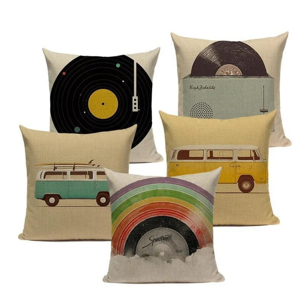Hippie Surf LP's Van Car Cushion Covers-TipTopHomeDecor