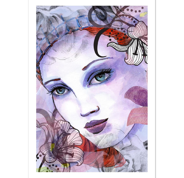 Watercolor Fantasy Portrait Art Poster