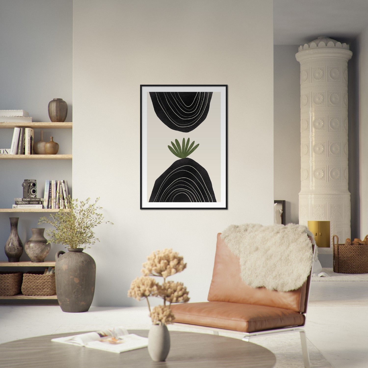 Black Beige Green Abstract Art Poster Nr. 2