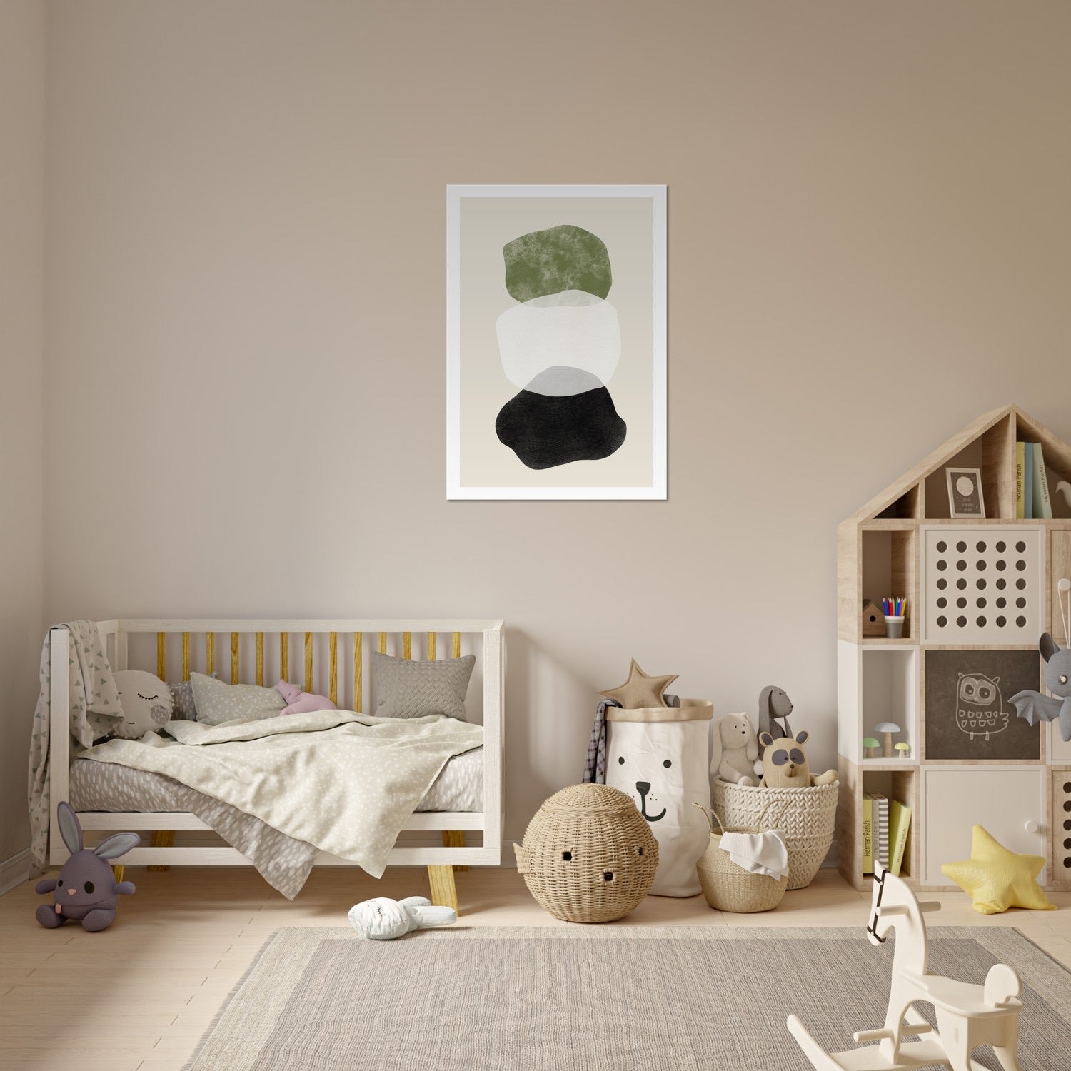 Black Beige Green Abstract Art Poster Nr. 3