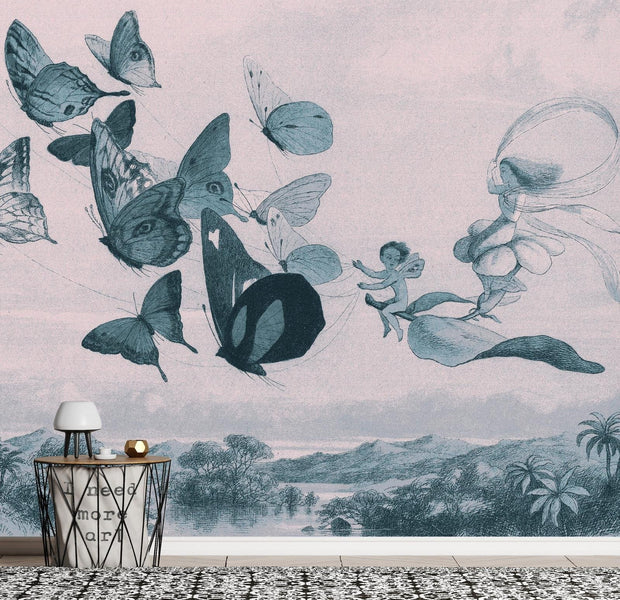 Kids Wall Mural - Butterflies And Fairy-Tiptophomedecor