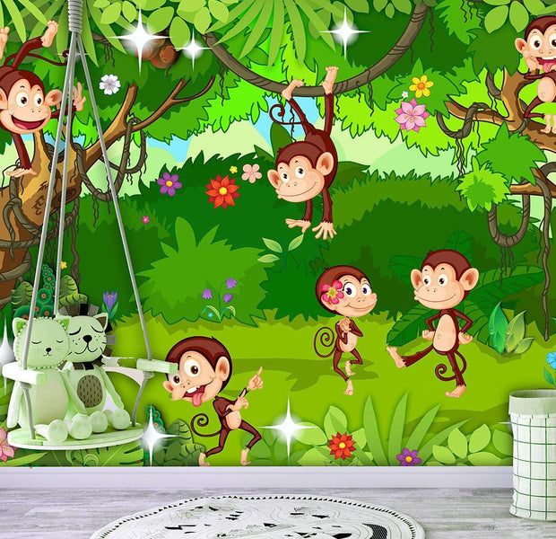 Wall mural - Monkey Tricks-TipTopHomeDecor