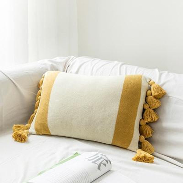 Knitted Fringed Tassels Elegant Striped Cotton Thread Nordic Pillow Covers-TipTopHomeDecor