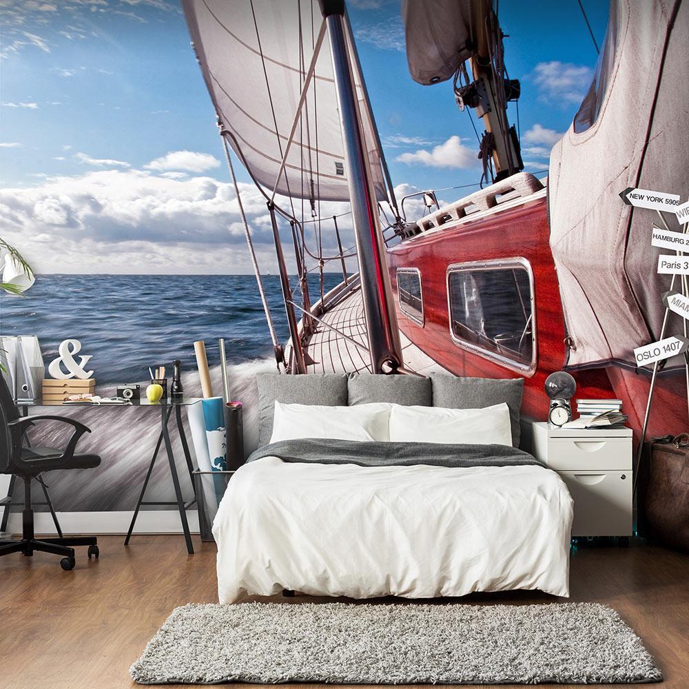 Wall mural - A boat far from the shore-TipTopHomeDecor