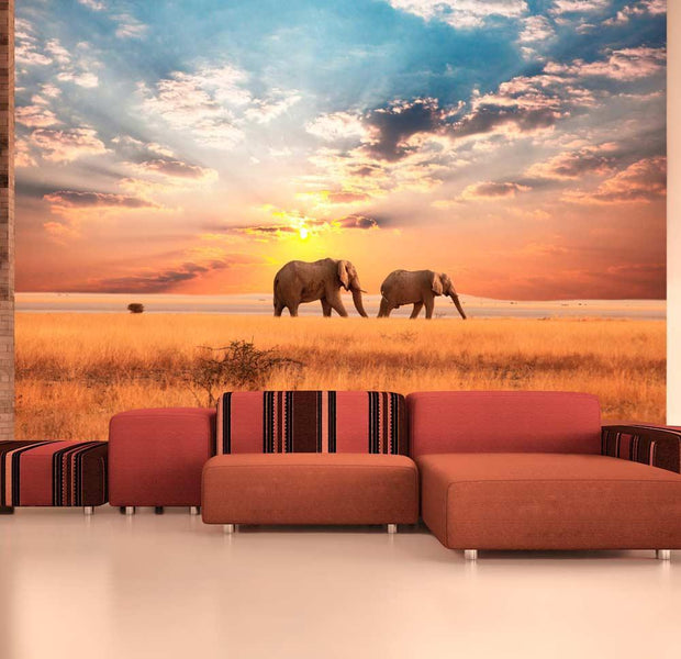 Wall mural - African savanna elephants-TipTopHomeDecor