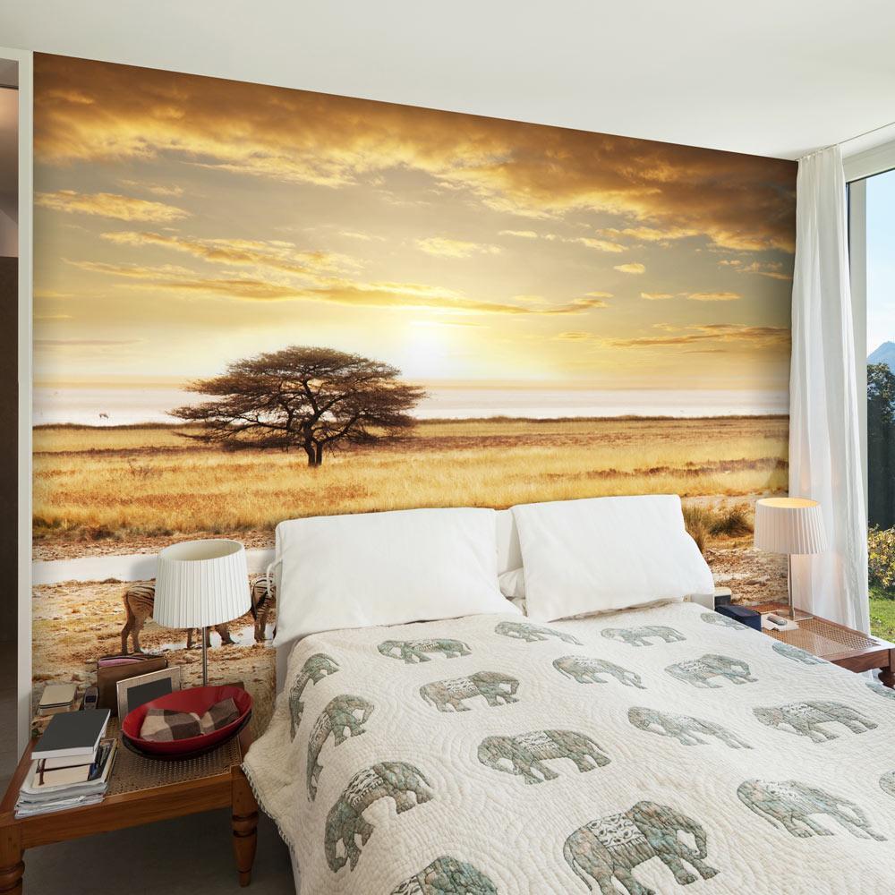 Wall mural - African zebras around watering hole-TipTopHomeDecor