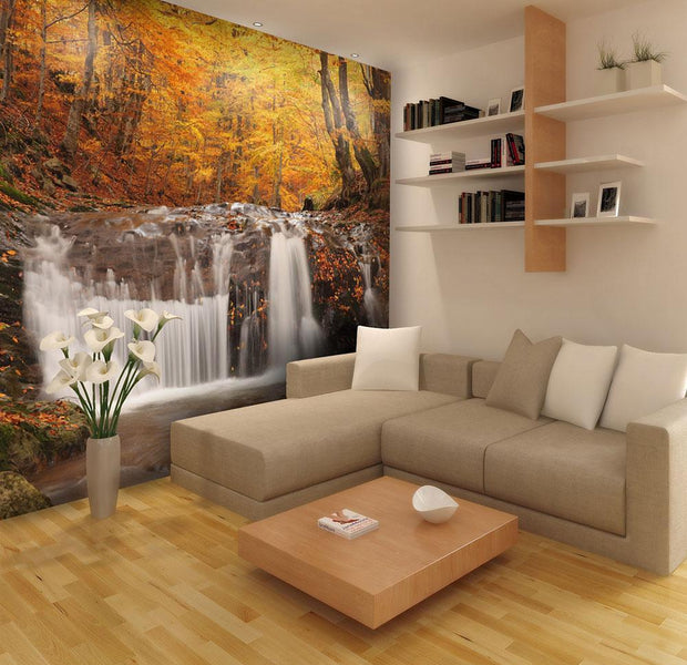 Wall mural - Autumn landscape : waterfall in forest-TipTopHomeDecor