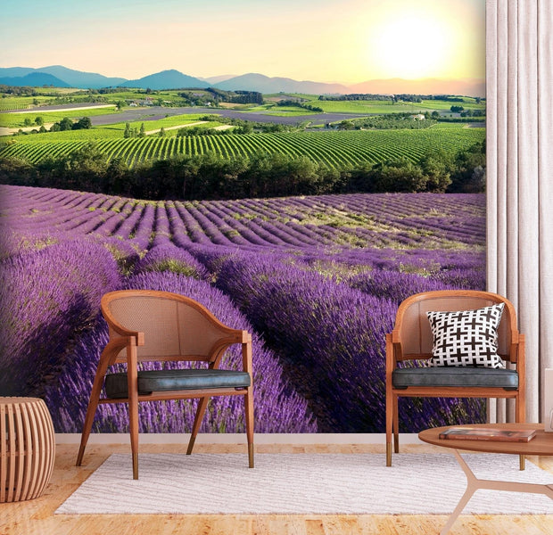 Landscape Wall Mural - Lavender Field-Tiptophomedecor