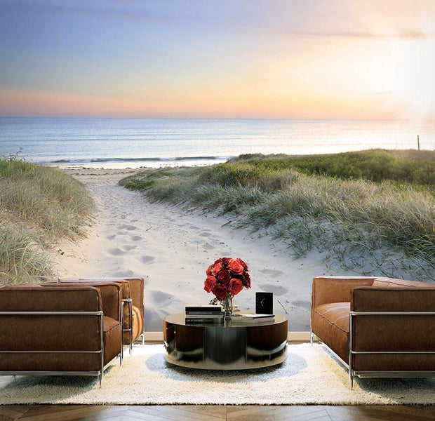 Wall mural - Morning walk on the beach-TipTopHomeDecor