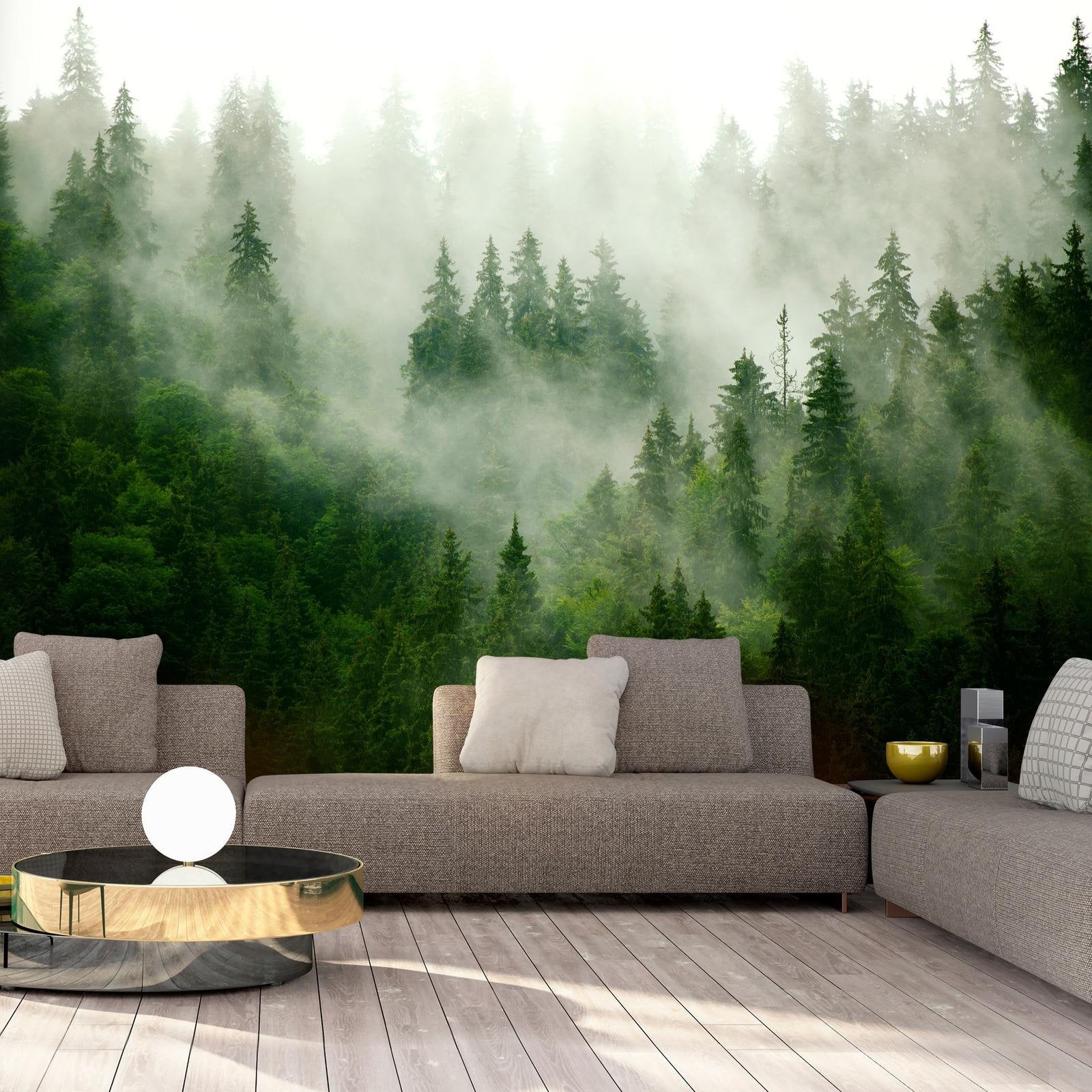 Landscape Wall Mural - Mountain Forest Green-Tiptophomedecor