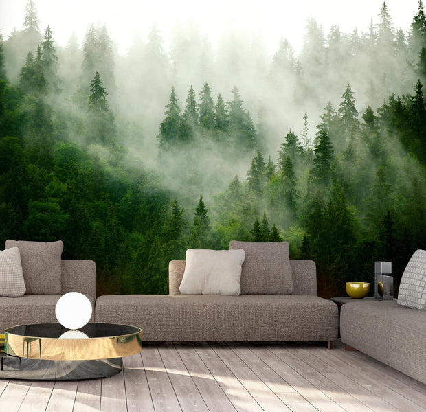 Landscape Wall Mural - Mountain Forest Green-Tiptophomedecor