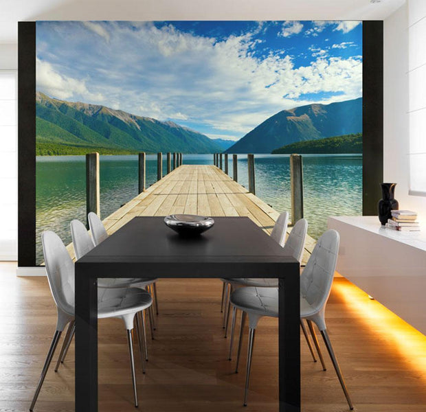 Wall mural - Mountain lake bridge-TipTopHomeDecor