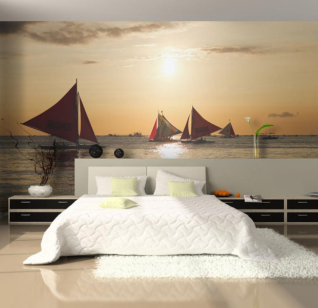 Wall mural - sailing boats - sunset-TipTopHomeDecor