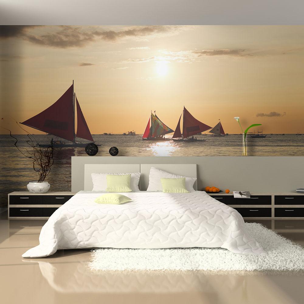 Wall mural - sailing boats - sunset-TipTopHomeDecor