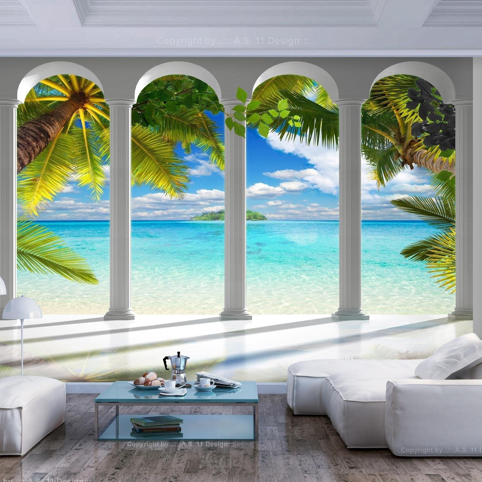 Wall mural - Sea behind Columns-TipTopHomeDecor