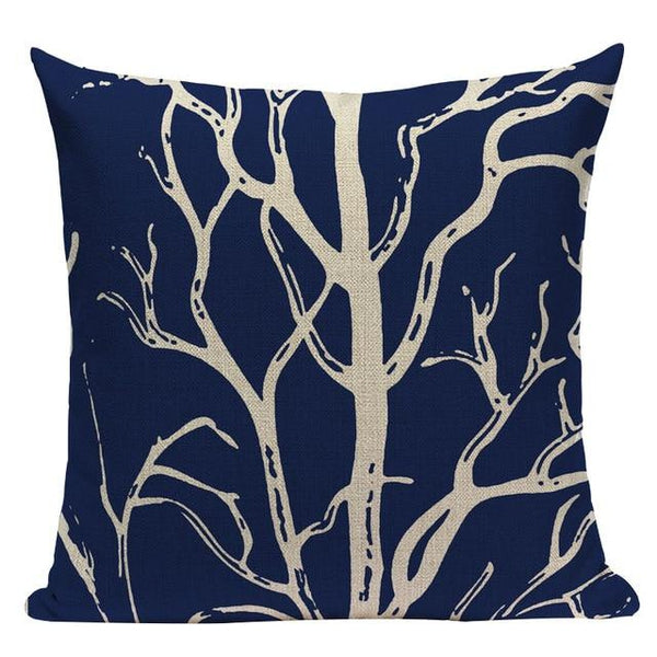 Marine Dark Blue Coral Starfish Cushion Covers-Tiptophomedecor