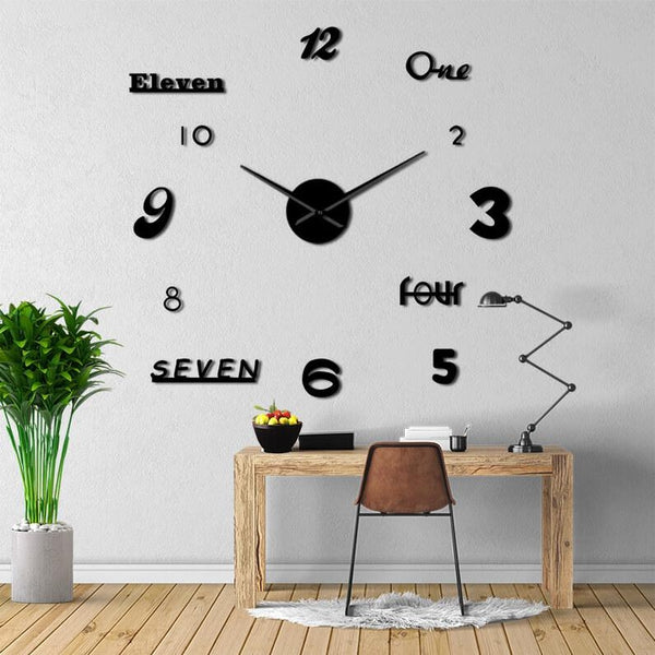 Mixed Style 3D Wall Clock Decal-Tiptophomedecor-Interior-Design-Home-Decor