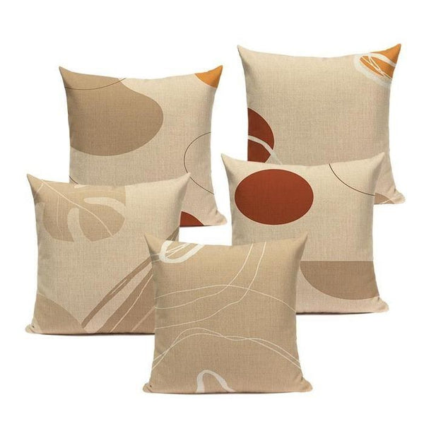 Modern Earth Colors Organic Shapes Linen Pillow Cases-TipTopHomeDecor