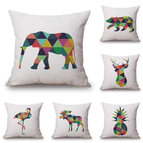 Multi Color Nordic Geometric Animal Pillow Cases-Tiptophomedecor