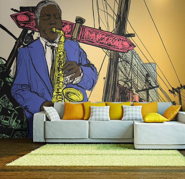 Wall mural - Saxophonist in New York-TipTopHomeDecor