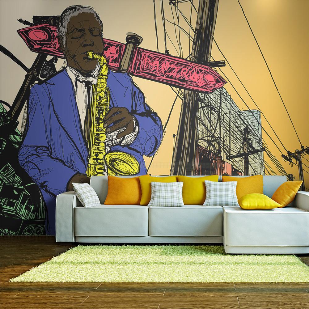 Wall mural - Saxophonist in New York-TipTopHomeDecor