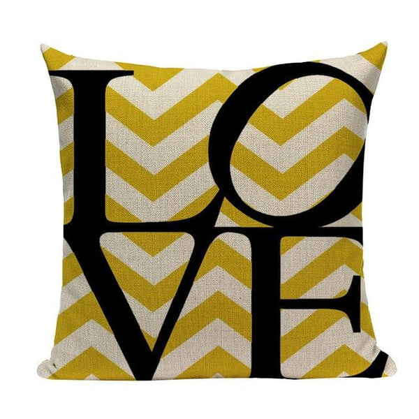 Mustard Yellow Home Love Quote Throw Pillow Cases-Tiptophomedecor