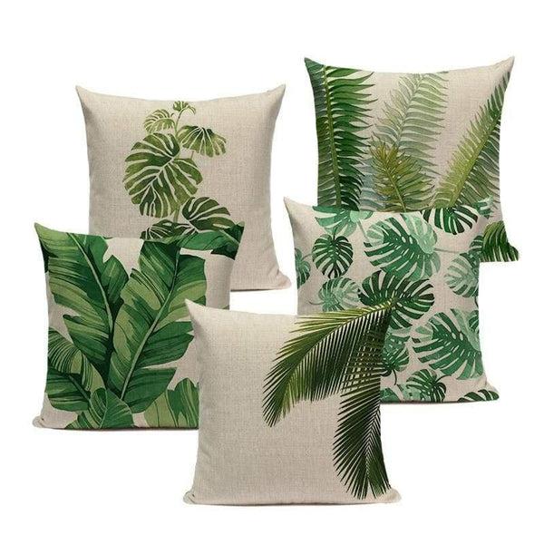 Flowers and Plants Throw Pillow Covers, Jungle Animal Decorative Cushion  Covers 18x18 16x16 20x20 24x24, Exotique Scenic Square Pillow Cases 