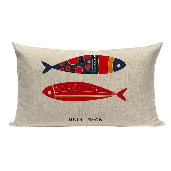 Colorful Fish Pillow Cases Cartoon Fish in the Ocean Sea Animal Throw  Pillow Covers Set of 2 Cotton Linen Decorative Cushion Cover 18x18 for  Women Men