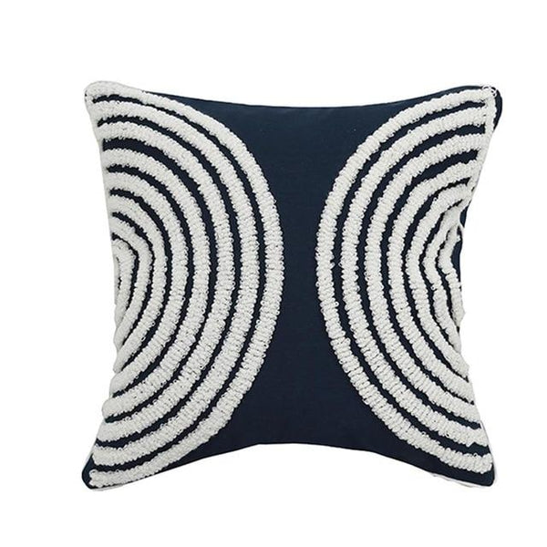 Navy Blue White Circle Embroidered Cushion Covers-TipTopHomeDecor