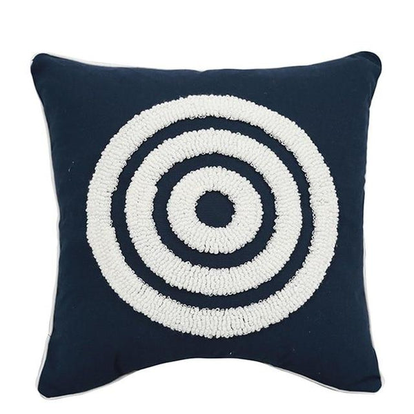 Navy Blue White Circle Embroidered Cushion Covers-TipTopHomeDecor