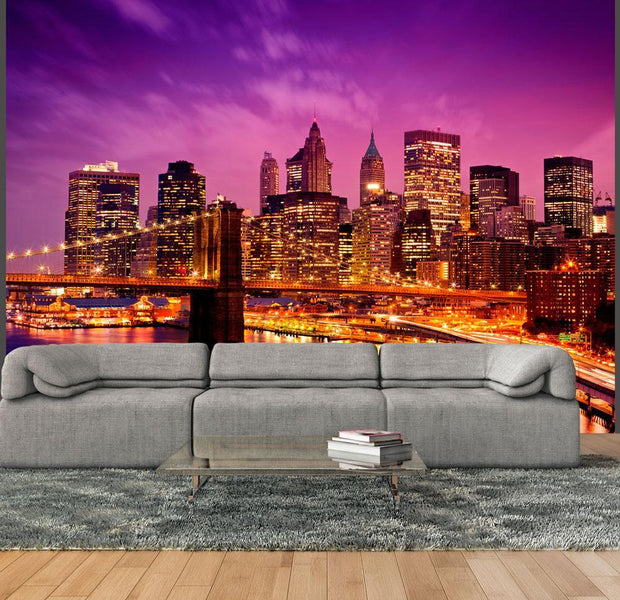Wall mural - Manhattan and Brooklyn Bridge by night-TipTopHomeDecor
