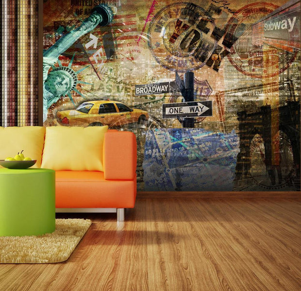 Wall mural - New York: Statue of Liberty, Brooklyn Bridge...-TipTopHomeDecor