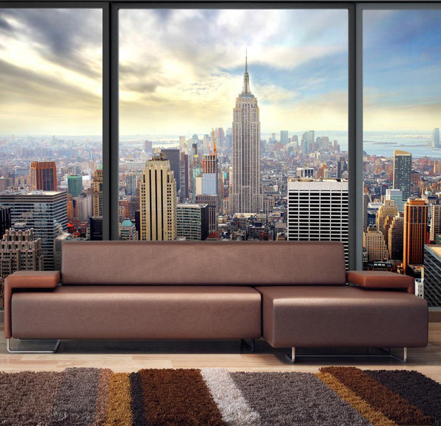 Wall mural - City behind glass-TipTopHomeDecor